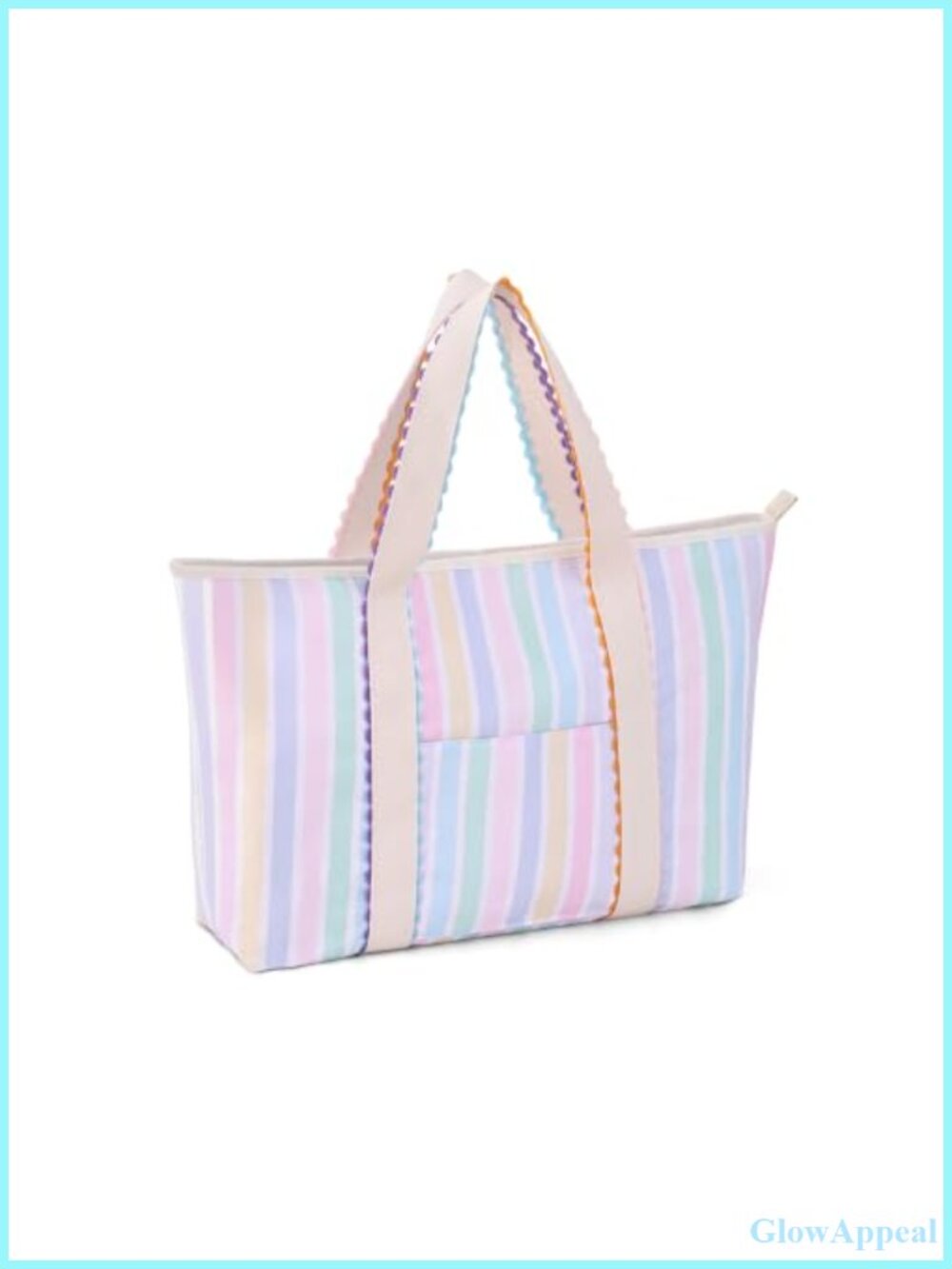 Rainbow Rick Rack Trim Cotton Canvas Tote Bag for Women